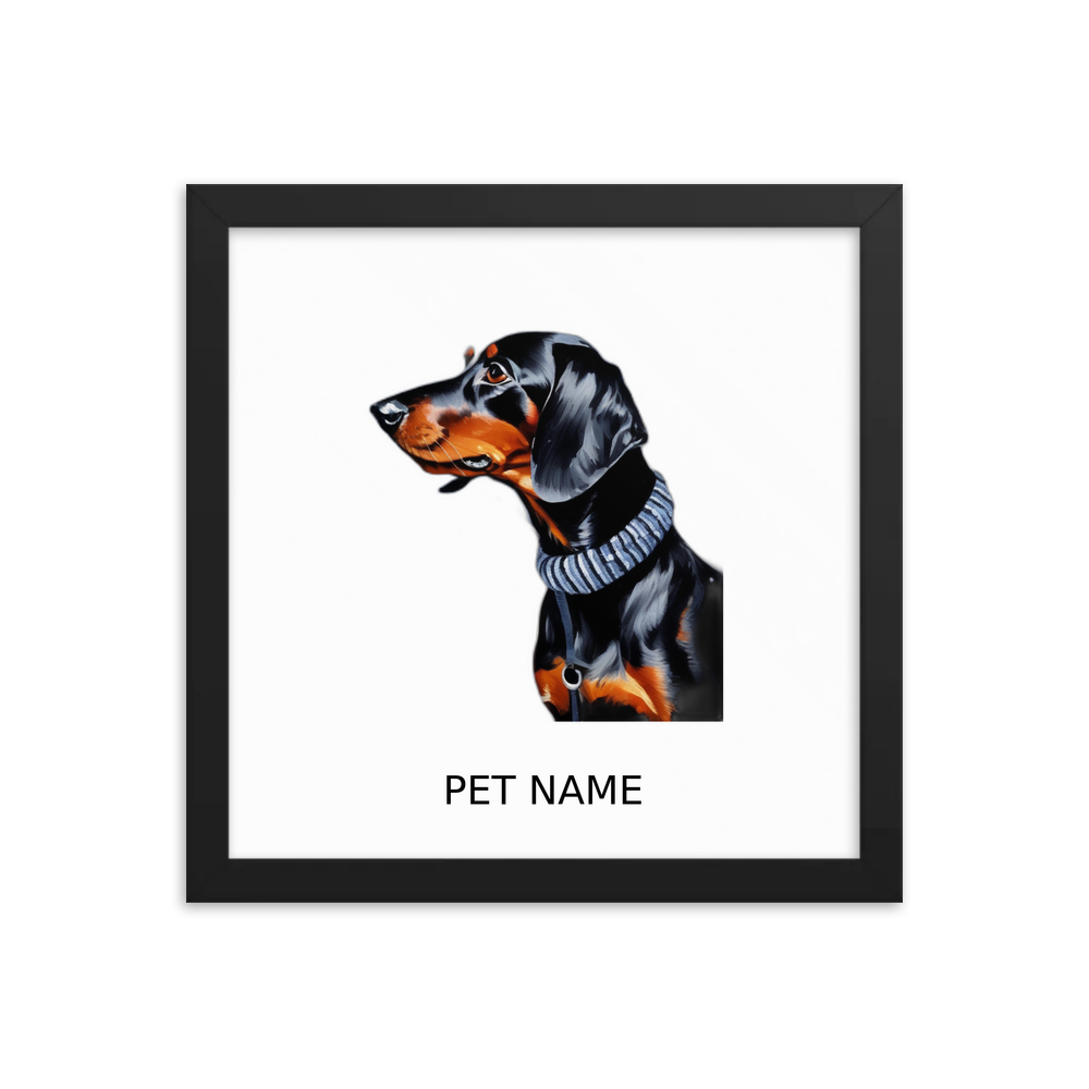 PugMug Custom Black Dachshund Framed Print with Your Pet’s Name