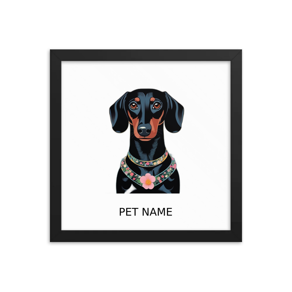 PugMug Custom Black Dachshund Framed Print with Your Pet’s Name