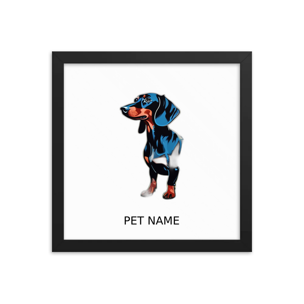 PugMug Custom Black Dachshund Framed Print with Your Pet’s Name