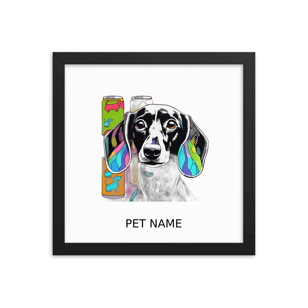 PugMug Custom Black Dachshund Framed Print with Your Pet’s Name