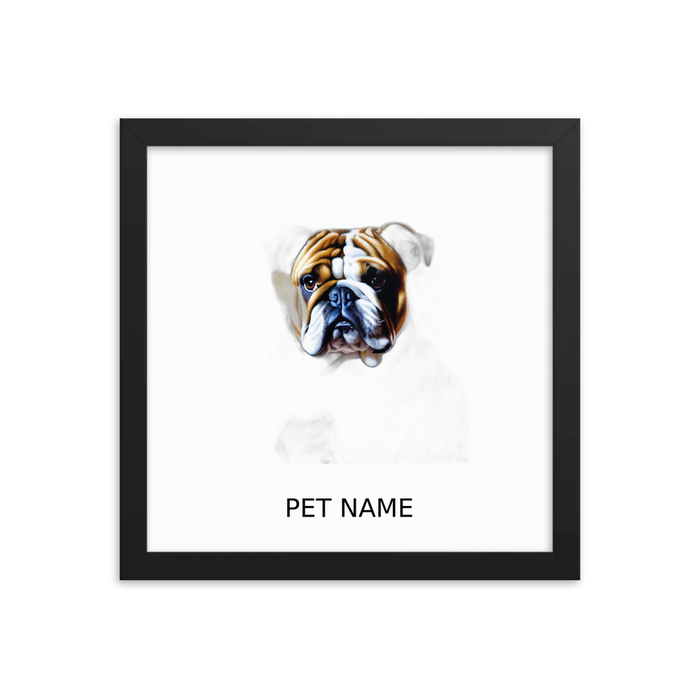 PugMug Custom Bulldog Framed Print with Your Pet’s Name