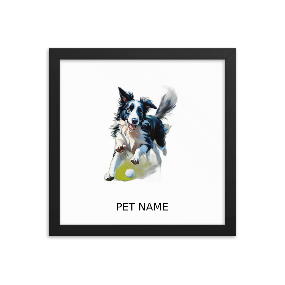 PugMug Custom Border Collie Framed Print with Your Pet’s Name