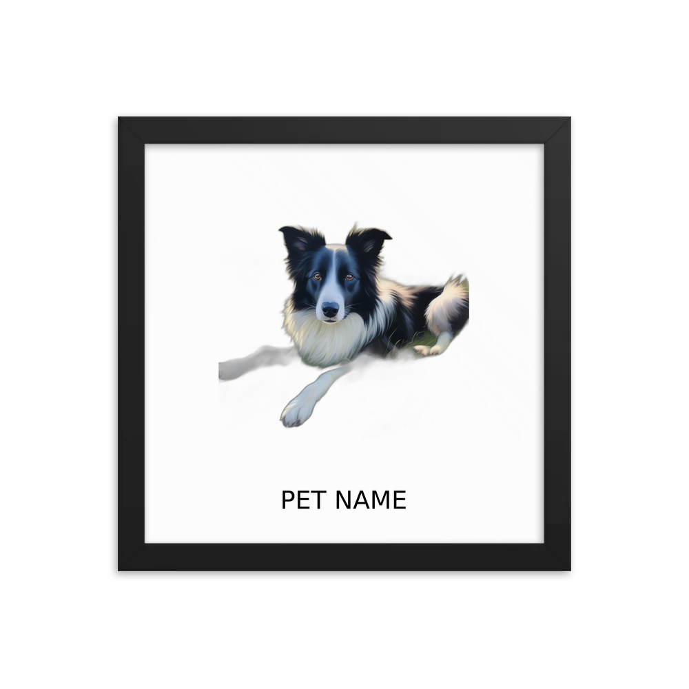 PugMug Custom Border Collie Framed Print with Your Pet’s Name