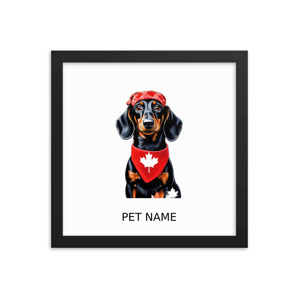 PugMug Custom Black Dachshund Framed Print with Your Pet’s Name