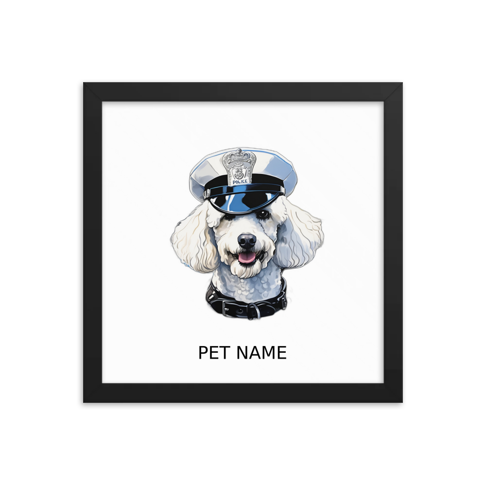 PugMug Custom White Poodle Framed Print with Your Pet’s Name