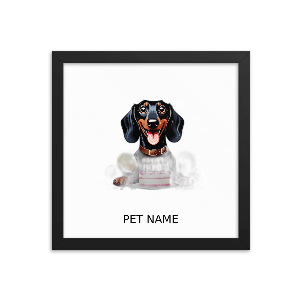 PugMug Custom Black Dachshund Framed Print with Your Pet’s Name