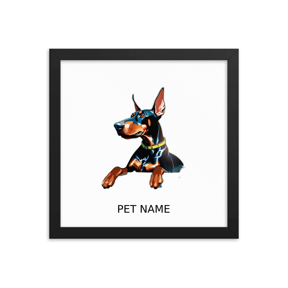 PugMug Custom Doberman Pinscher Framed Print with Your Pet’s Name