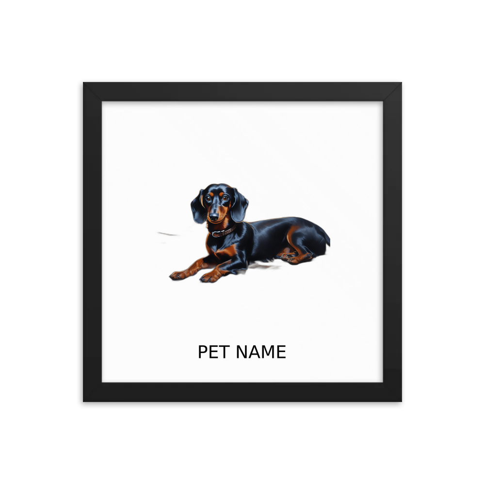 PugMug Custom Black Dachshund Framed Print with Your Pet’s Name