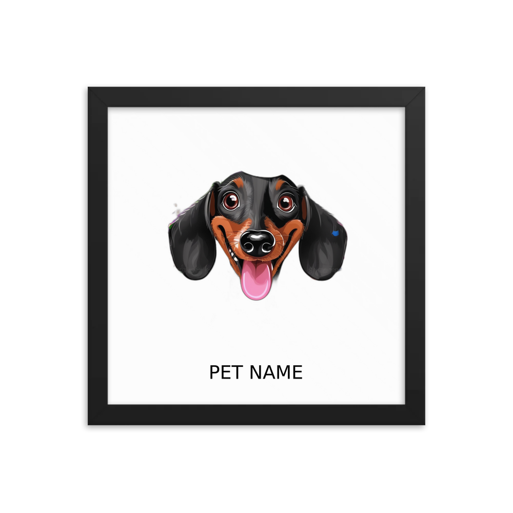 PugMug Custom Black Dachshund Framed Print with Your Pet’s Name