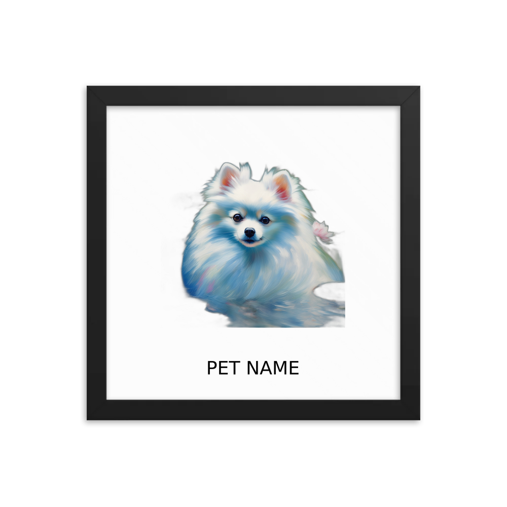 PugMug Custom White Pomeranian Framed Print with Your Pet’s Name