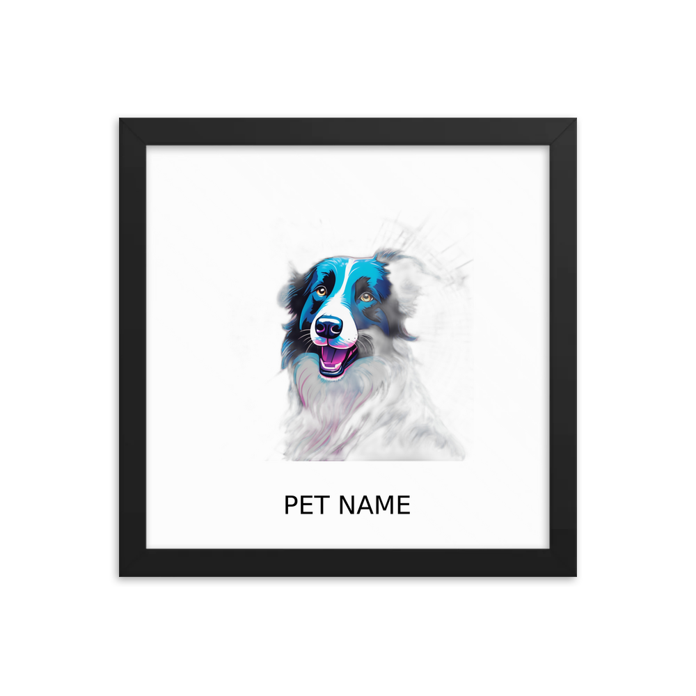 PugMug Custom Border Collie Framed Print with Your Pet’s Name