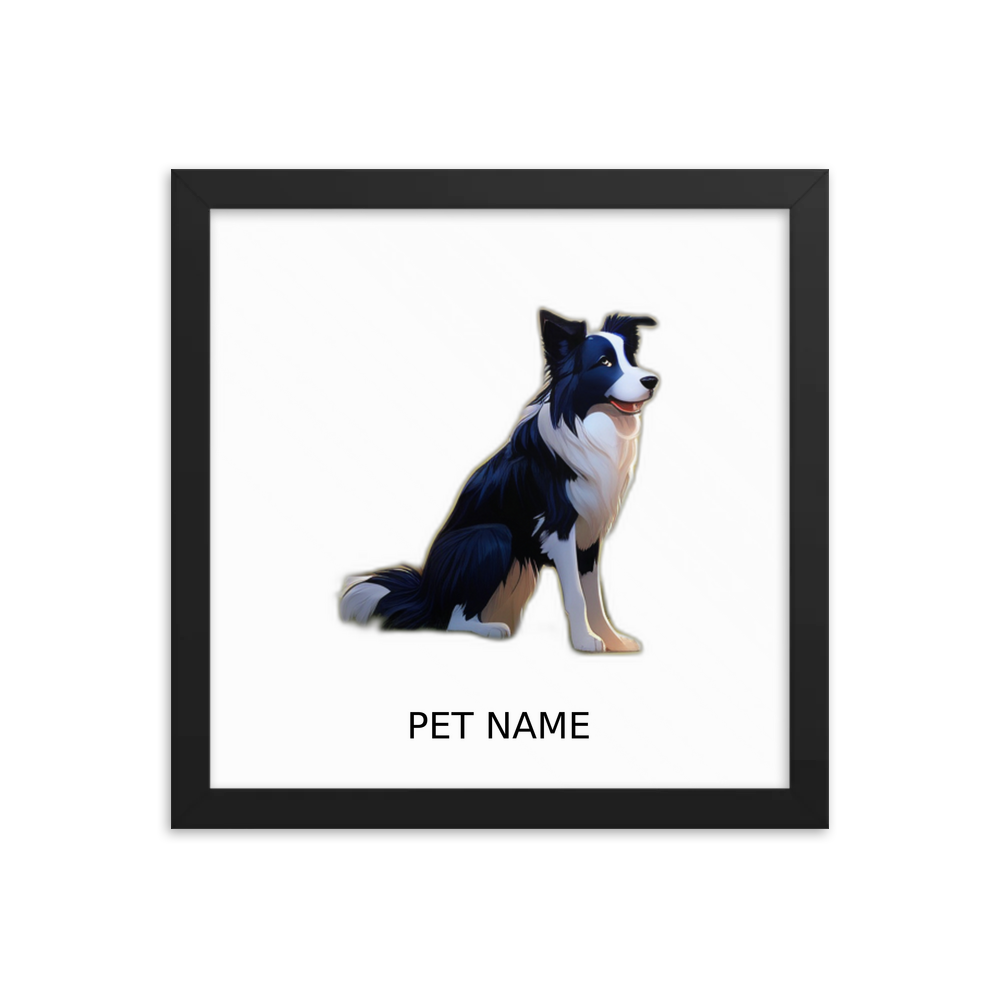 PugMug Custom Border Collie Framed Print with Your Pet’s Name