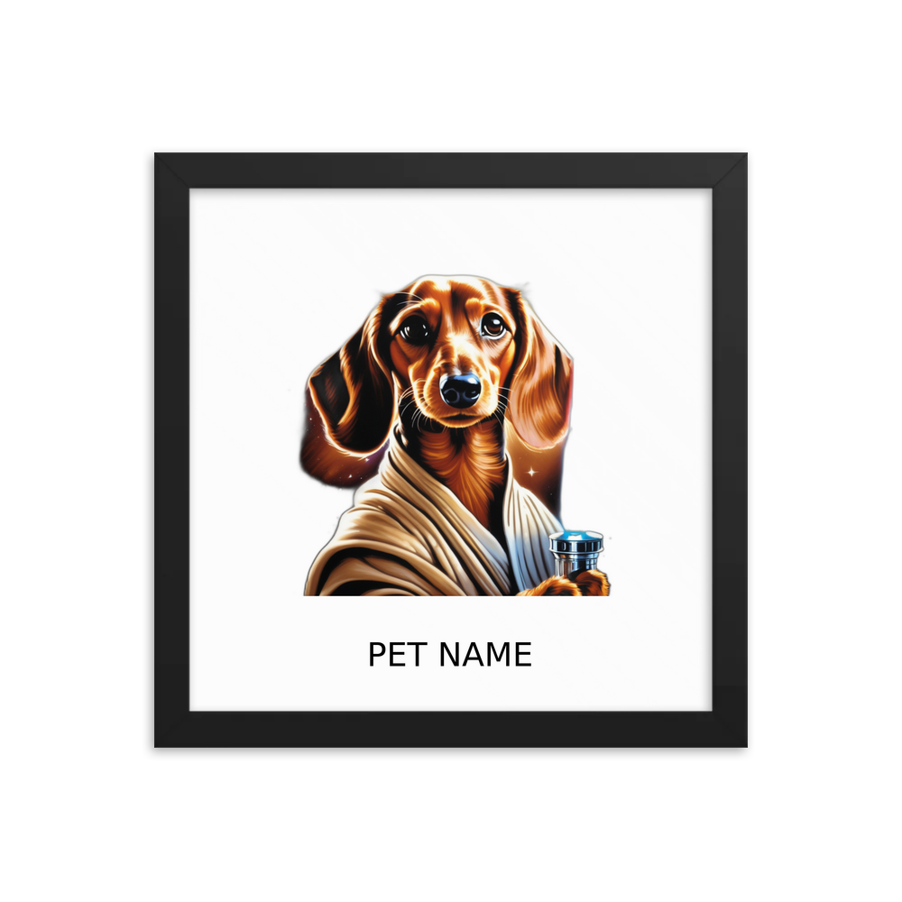 PugMug Custom Tan Dachshund Framed Print with Your Pet’s Name