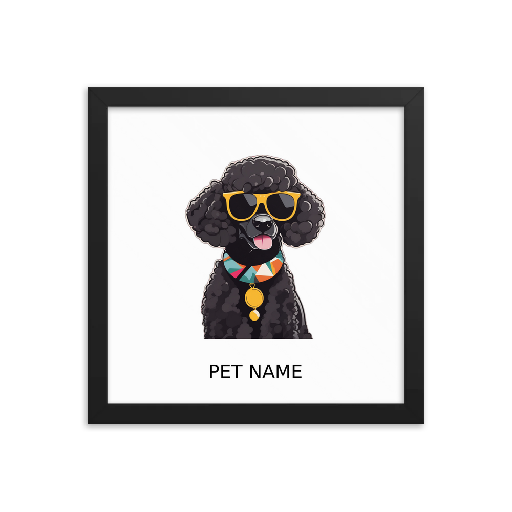 PugMug Custom Black Poodle Framed Print with Your Pet’s Name