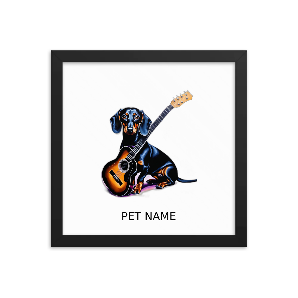 PugMug Custom Black Dachshund Framed Print with Your Pet’s Name
