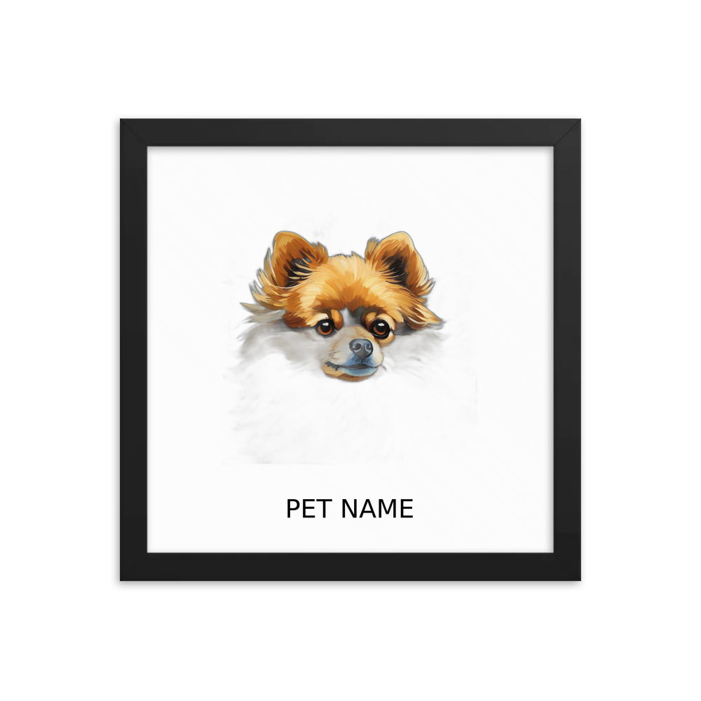 PugMug Custom Tan Pomeranian Framed Print with Your Pet’s Name