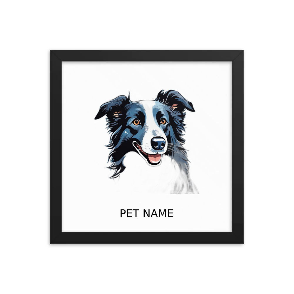 PugMug Custom Border Collie Framed Print with Your Pet’s Name