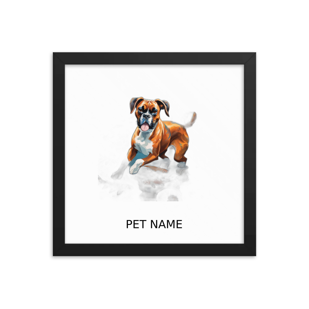 PugMug Custom Boxer Dog Framed Print with Your Pet’s Name