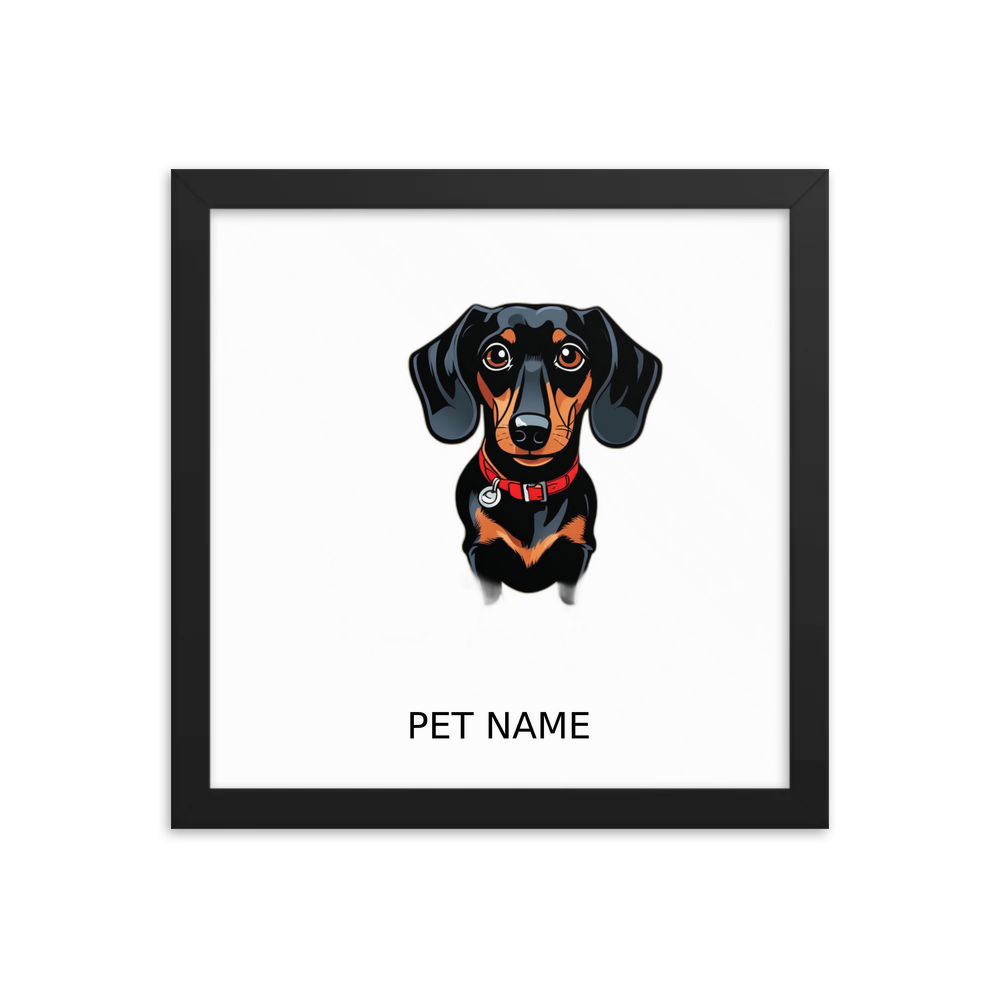 PugMug Custom Black Dachshund Framed Print with Your Pet’s Name