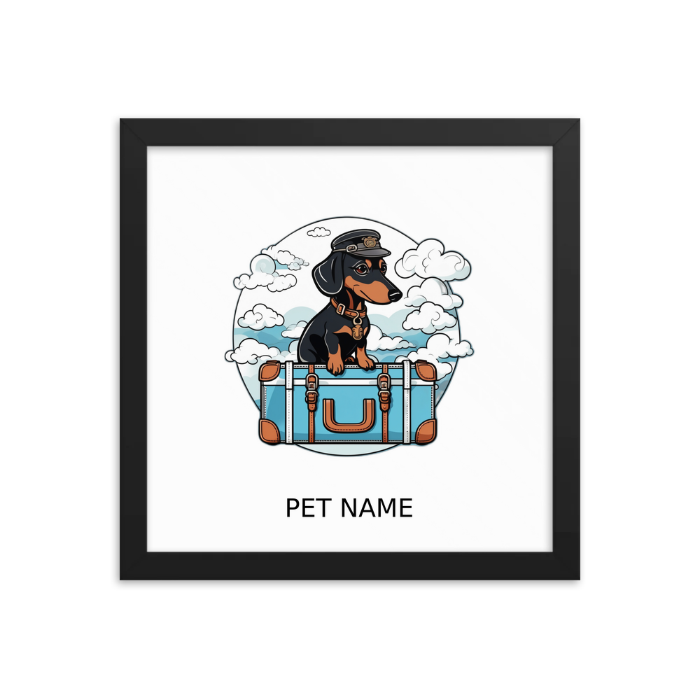 PugMug Custom Black Dachshund Framed Print with Your Pet’s Name
