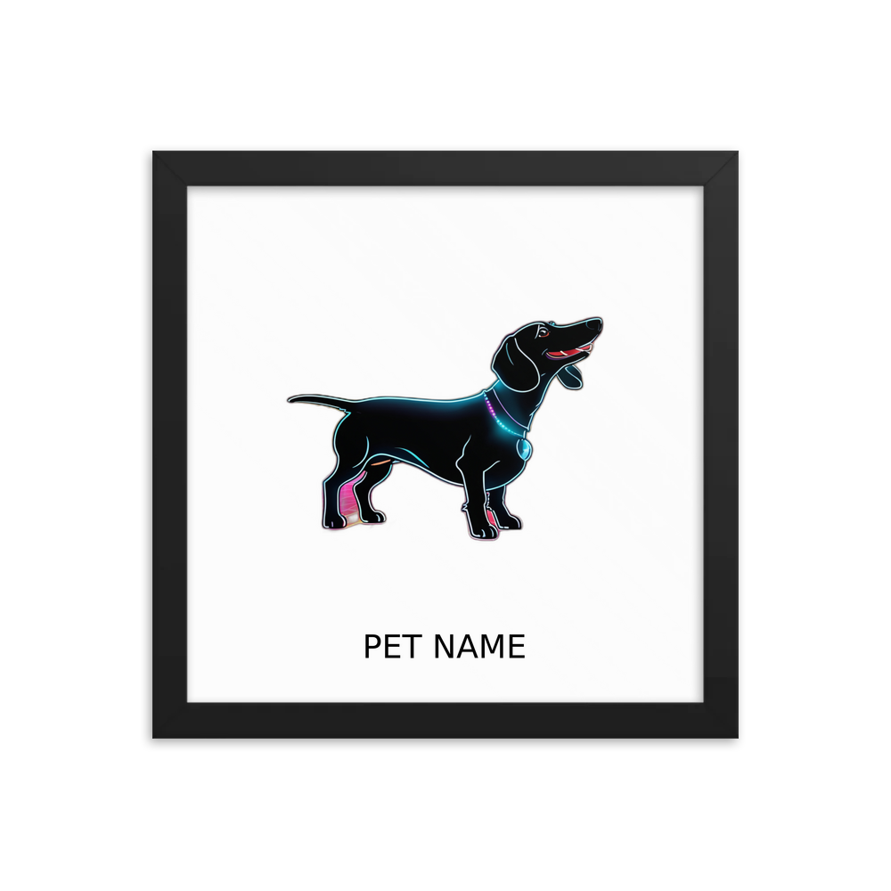 PugMug Custom Black Dachshund Framed Print with Your Pet’s Name
