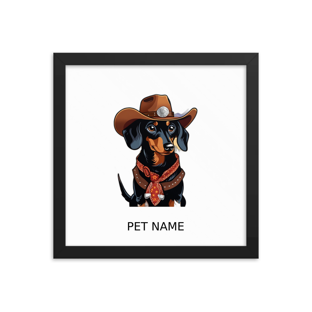 PugMug Custom Black Dachshund Framed Print with Your Pet’s Name