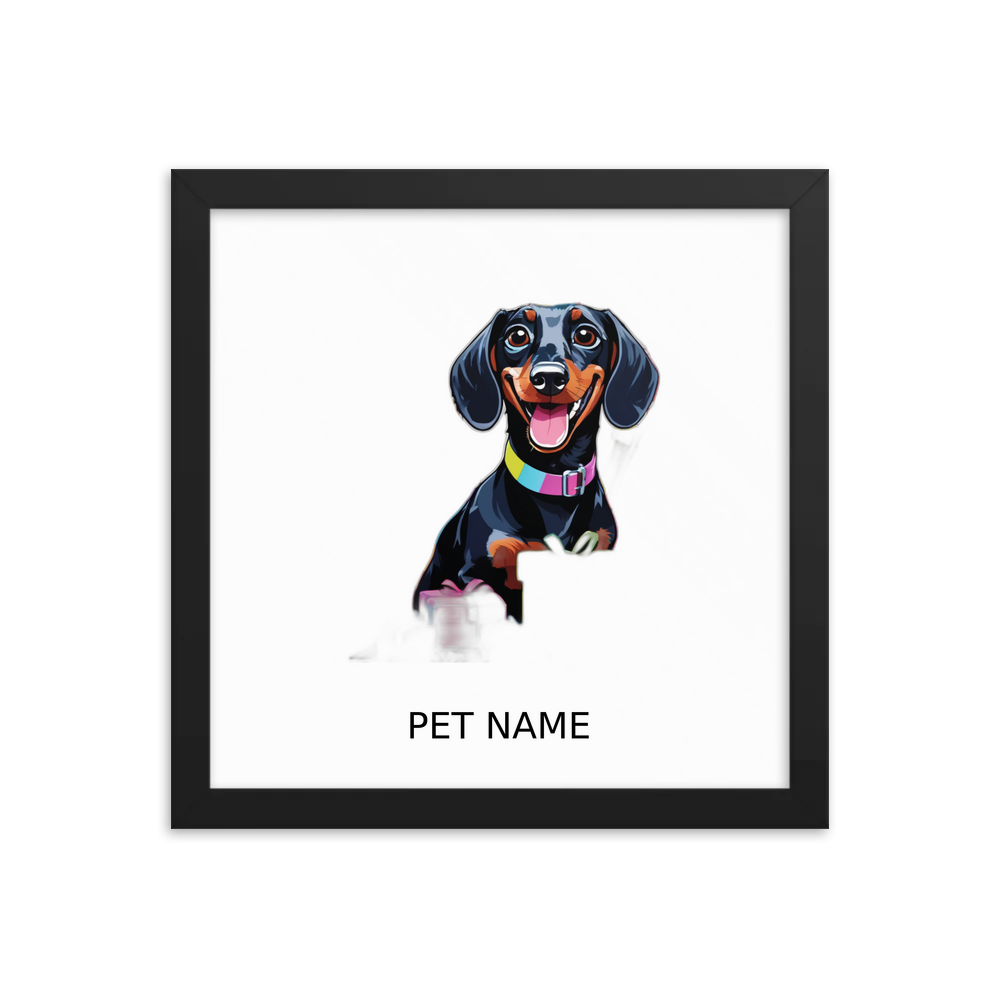 PugMug Custom Black Dachshund Framed Print with Your Pet’s Name
