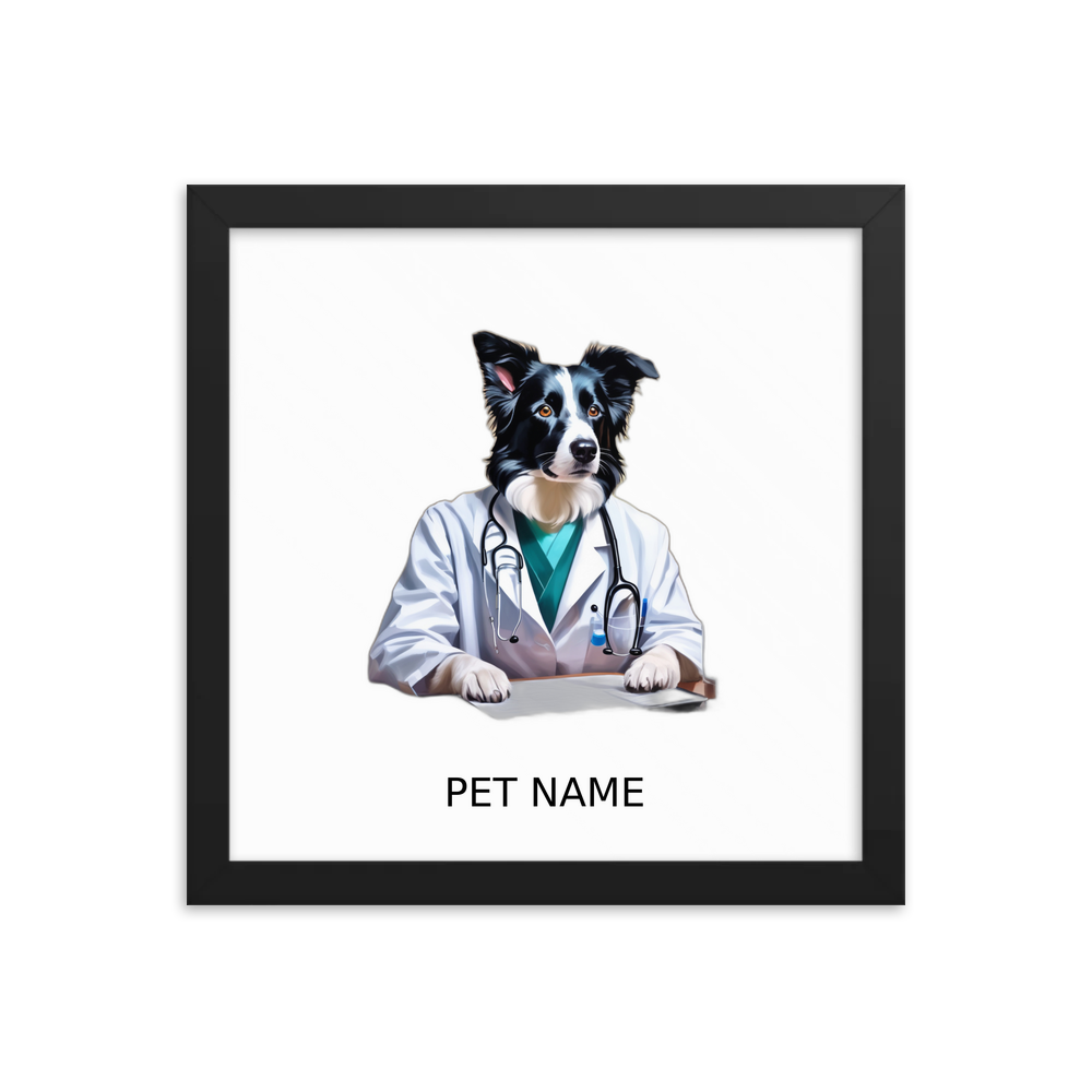 PugMug Custom Border Collie Framed Print with Your Pet’s Name
