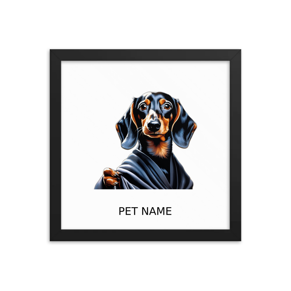 PugMug Custom Black Dachshund Framed Print with Your Pet’s Name