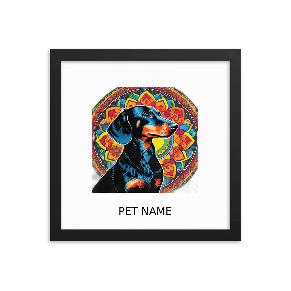 PugMug Custom Black Dachshund Framed Print with Your Pet’s Name