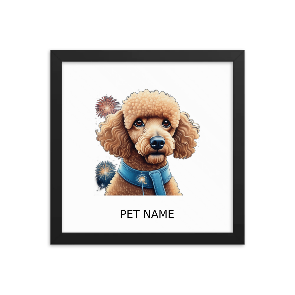 PugMug Custom Tan Poodle Framed Print with Your Pet’s Name