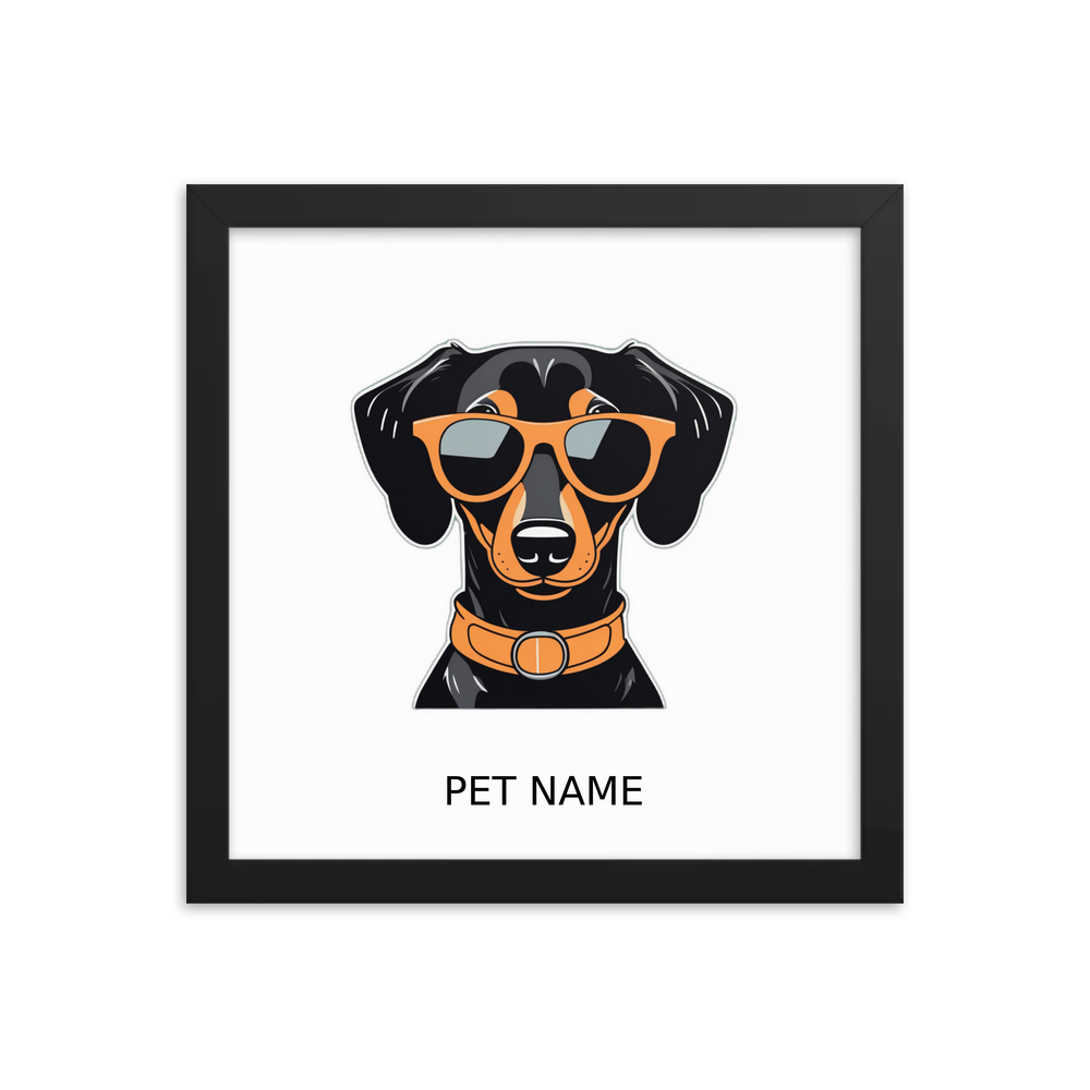 PugMug Custom Black Dachshund Framed Print with Your Pet’s Name