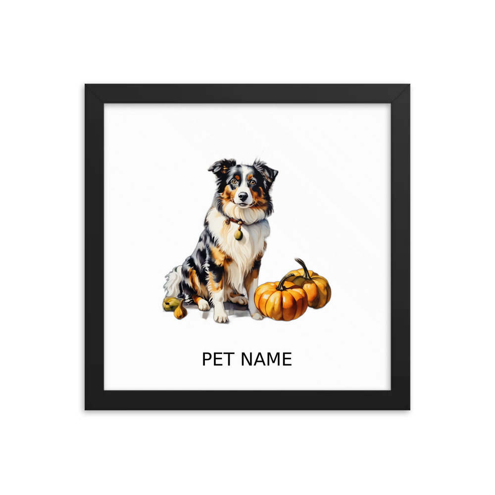 PugMug Custom Australian Shepherd Dog Framed Print with Your Pet’s Name