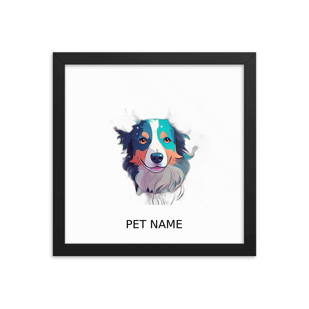 PugMug Custom Border Collie Framed Print with Your Pet’s Name