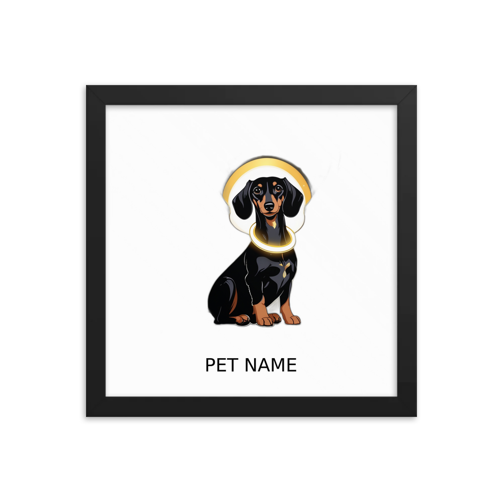 PugMug Custom Black Dachshund Framed Print with Your Pet’s Name