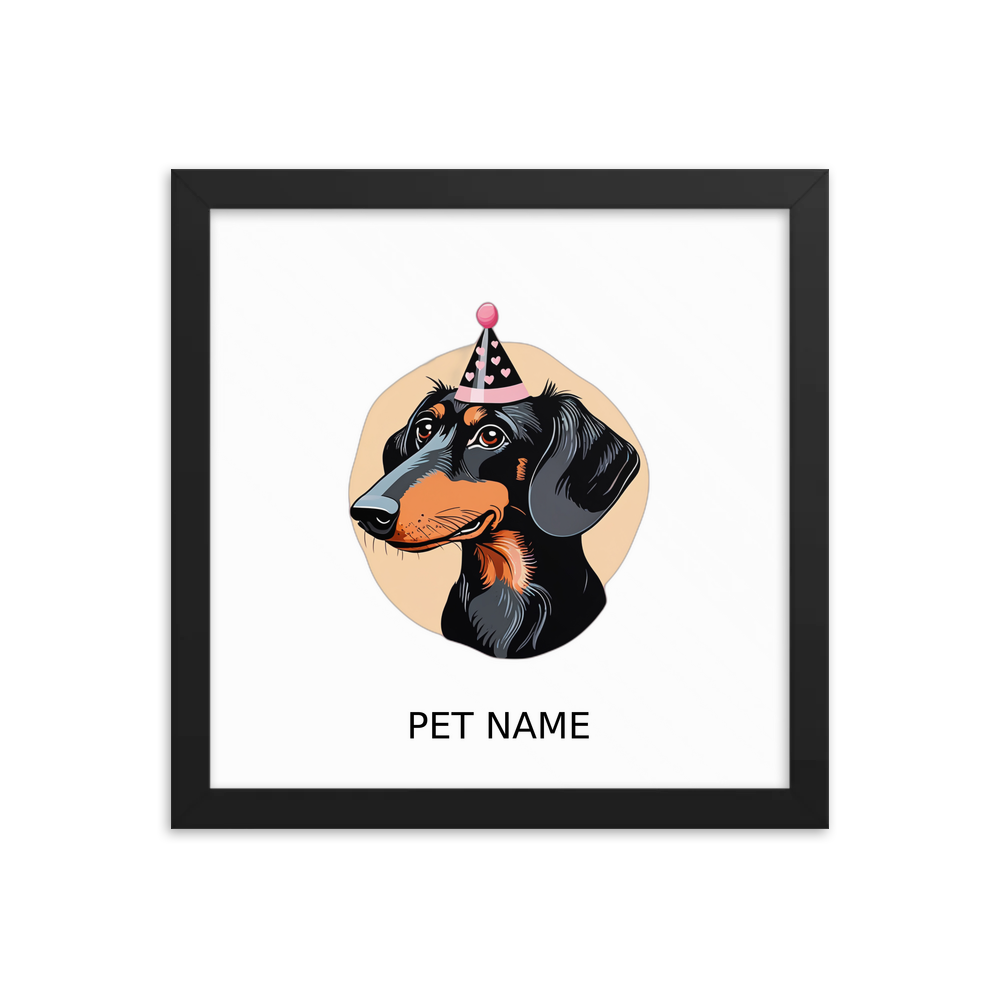 PugMug Custom Black Dachshund Framed Print with Your Pet’s Name