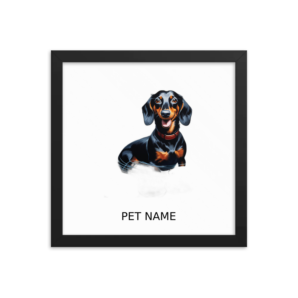 PugMug Custom Black Dachshund Framed Print with Your Pet’s Name