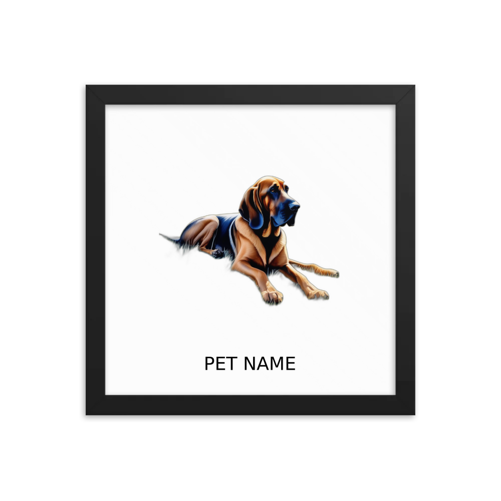 PugMug Custom Bloodhound Framed Print with Your Pet’s Name