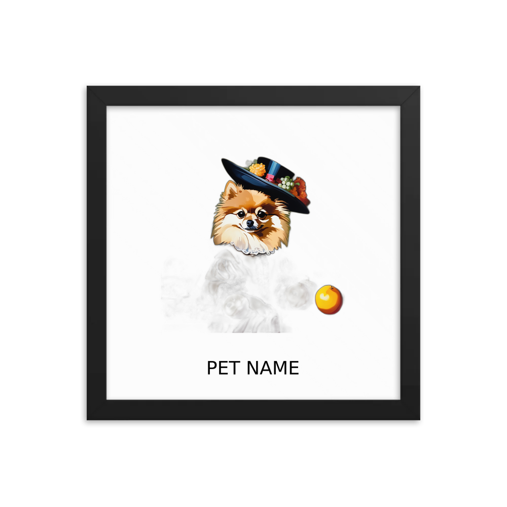 PugMug Custom Tan Pomeranian Framed Print with Your Pet’s Name
