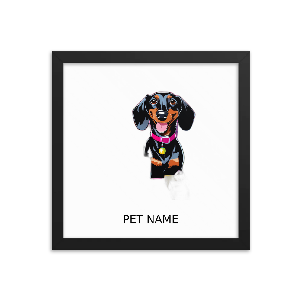PugMug Custom Black Dachshund Framed Print with Your Pet’s Name