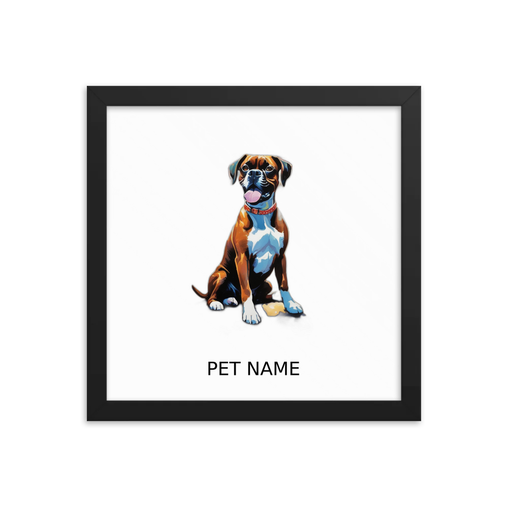 PugMug Custom Boxer Dog Framed Print with Your Pet’s Name