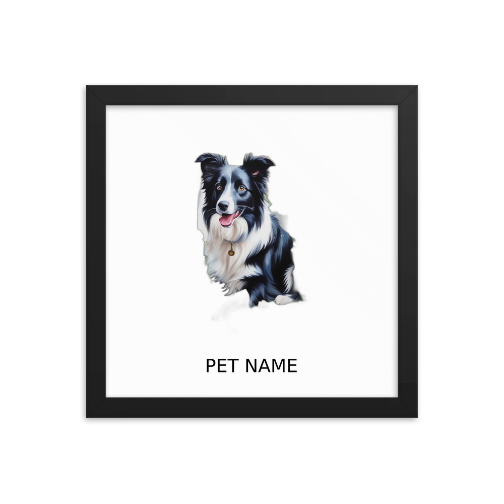 PugMug Custom Border Collie Framed Print with Your Pet’s Name