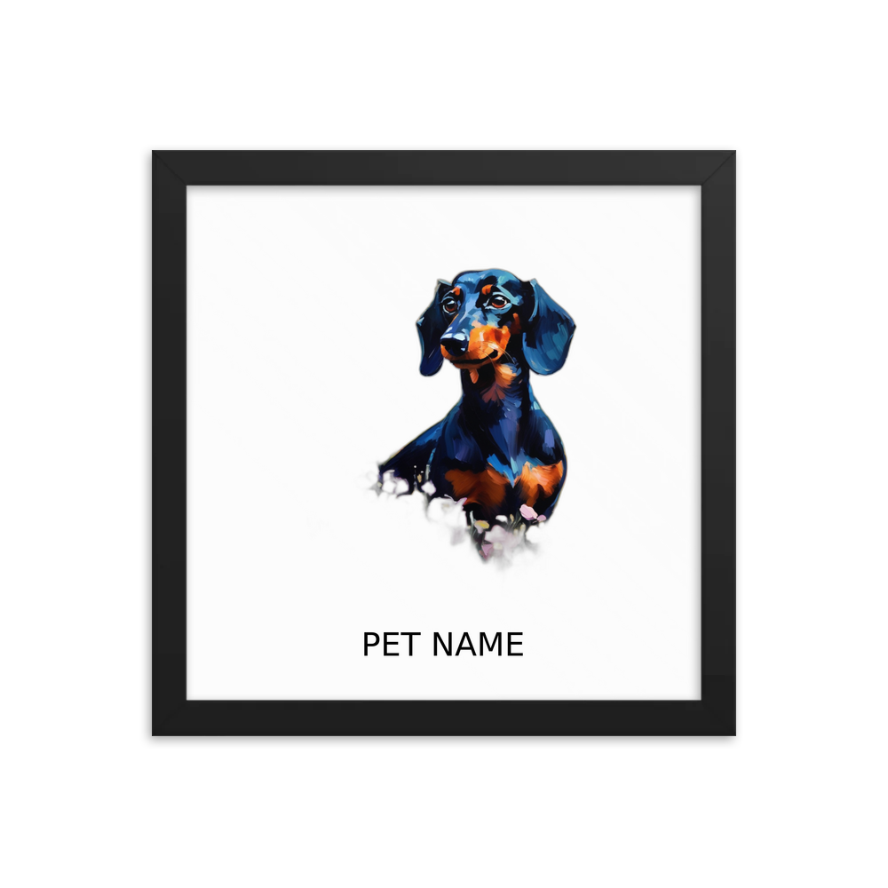 PugMug Custom Black Dachshund Framed Print with Your Pet’s Name