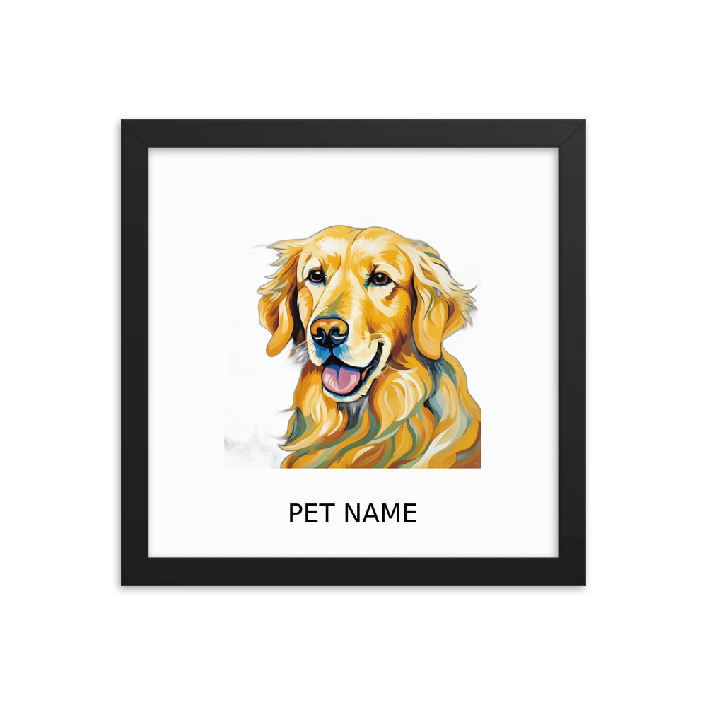 PugMug Custom Golden Retriever Framed Print with Your Pet’s Name