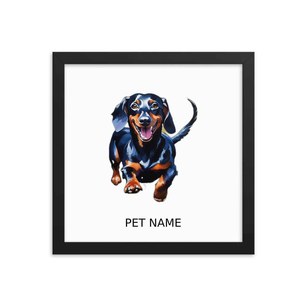 PugMug Custom Black Dachshund Framed Print with Your Pet’s Name