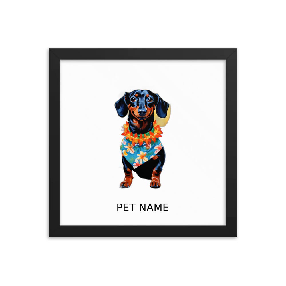 PugMug Custom Black Dachshund Framed Print with Your Pet’s Name