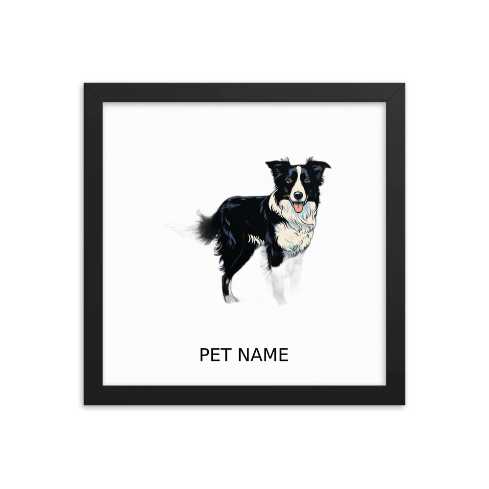 PugMug Custom Border Collie Framed Print with Your Pet’s Name