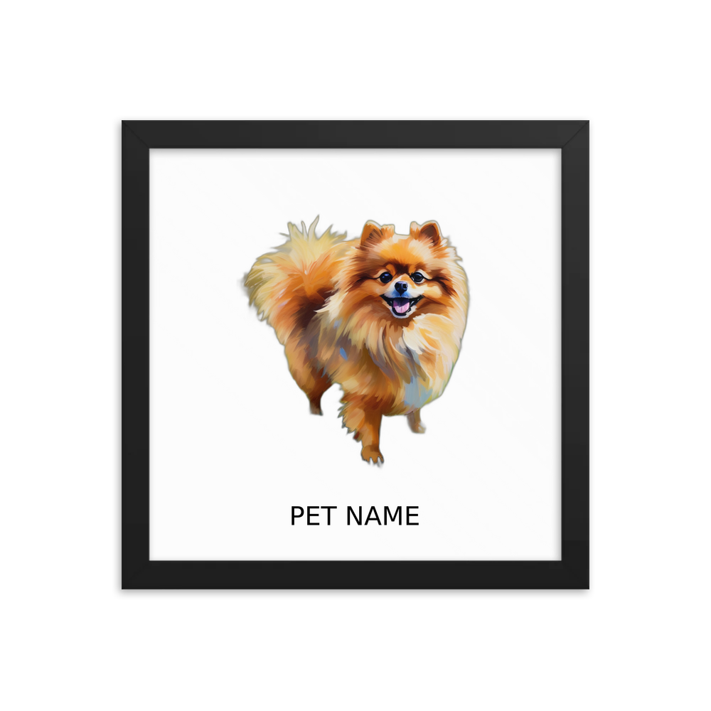 PugMug Custom Tan Pomeranian Framed Print with Your Pet’s Name