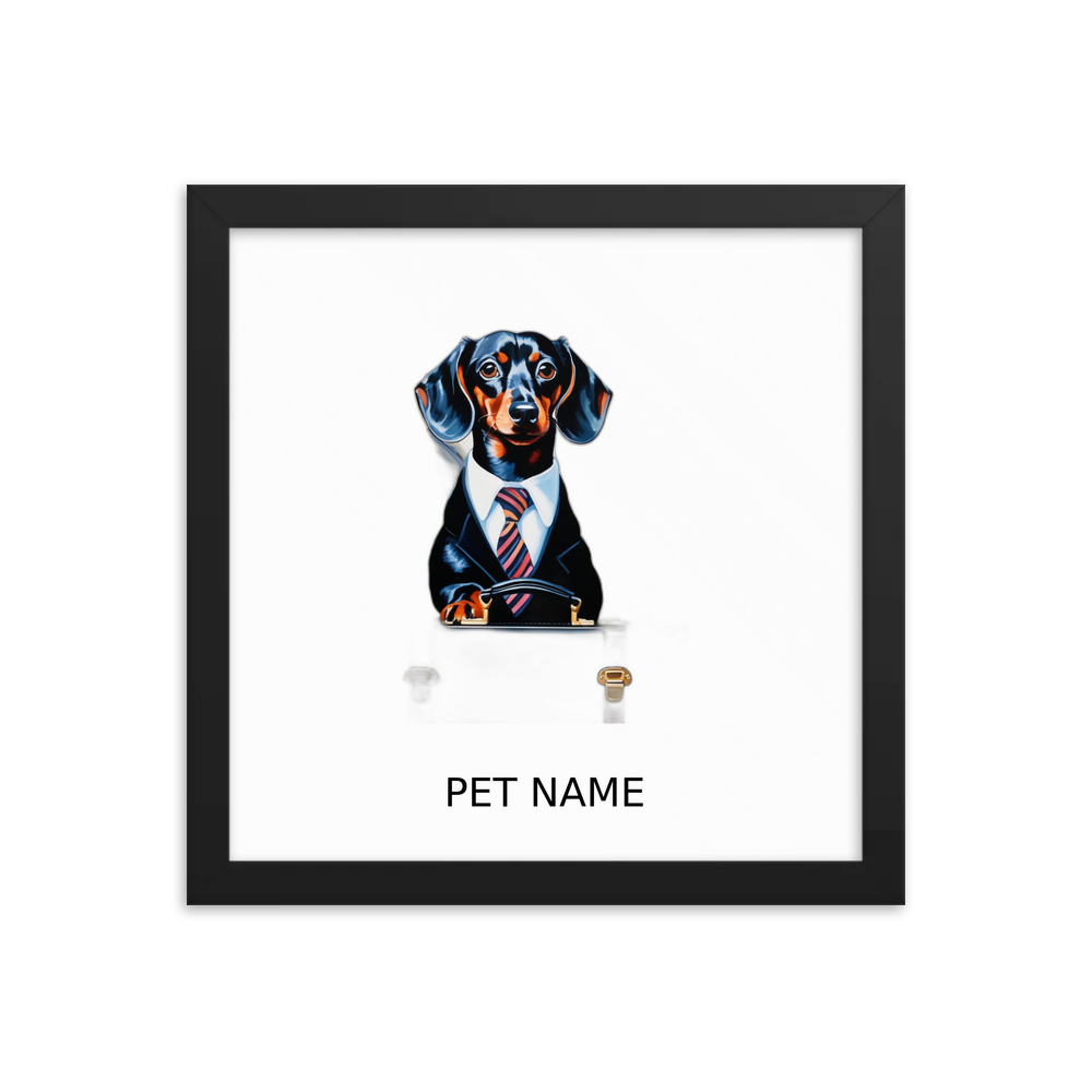PugMug Custom Black Dachshund Framed Print with Your Pet’s Name