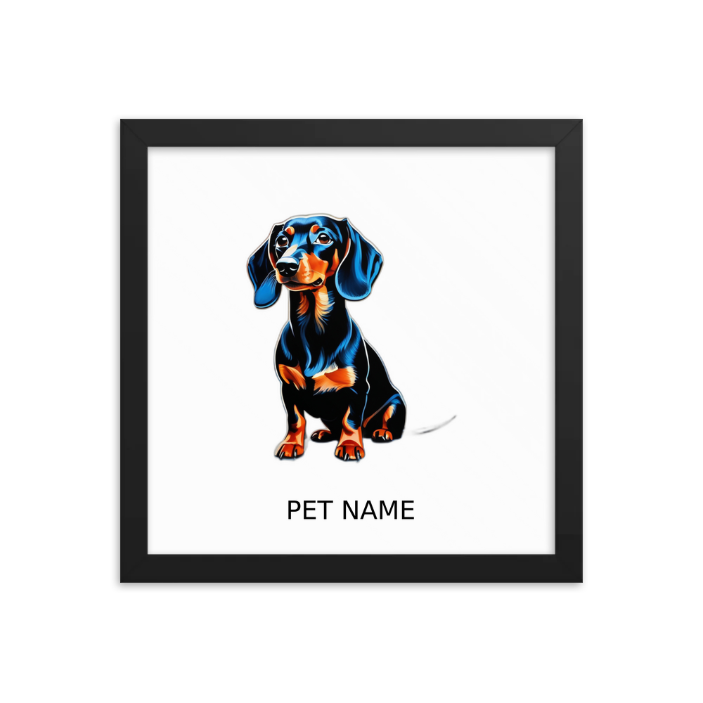 PugMug Custom Black Dachshund Framed Print with Your Pet’s Name
